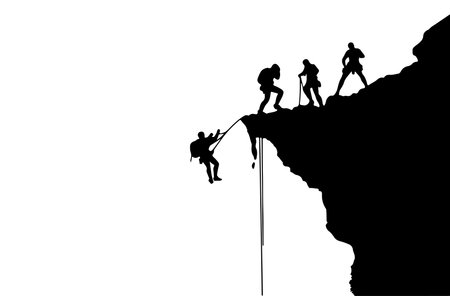 Silhouette of a climber on a cliff. Vector illustrationのイラスト素材