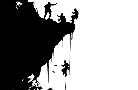 Silhouette of climber on the cliff. Vector illustration.のイラスト素材
