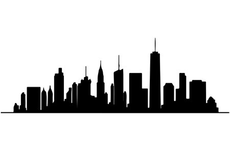 New York City skyline silhouette vector illustration on white background. United States of America.のイラスト素材