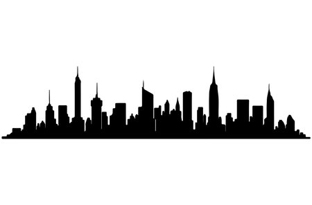 silhouette of a city skyline on a white background, vector illustrationのイラスト素材
