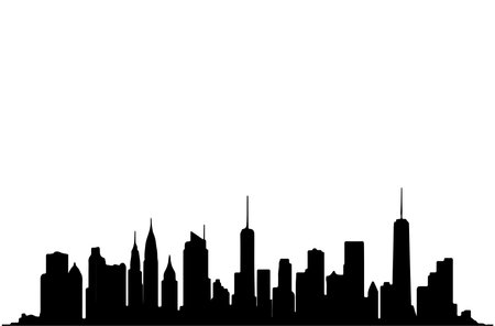 Silhouette of a city skyline on a white background. Vector illustration.のイラスト素材