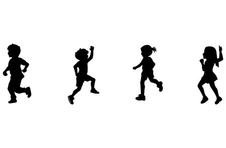 Vector silhouette of a child on a white background. Symbol of childhood.のイラスト素材