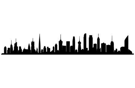 silhouette of a city on a white background, vector illustrationのイラスト素材