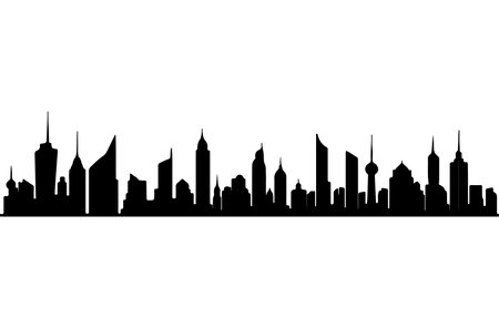 silhouette of skyscrapers on white background, vector illustrationのイラスト素材