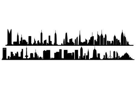 City skyline silhouette isolated on white background. Vector illustration. Cityscape.のイラスト素材