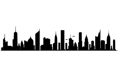City skyline silhouette isolated on a white background. Vector illustration. Cityscape.のイラスト素材