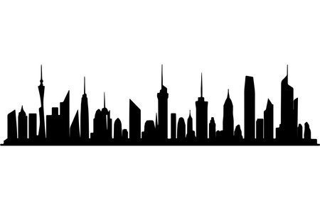 silhouette of a city on a white background, vector illustrationのイラスト素材