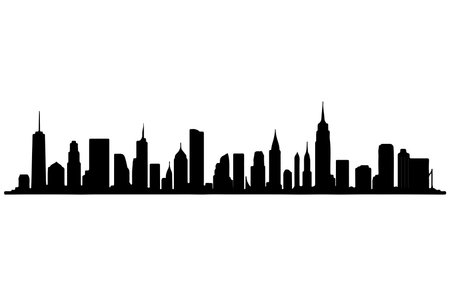 Silhouette of the city skyline on a white background. Vector illustration.のイラスト素材