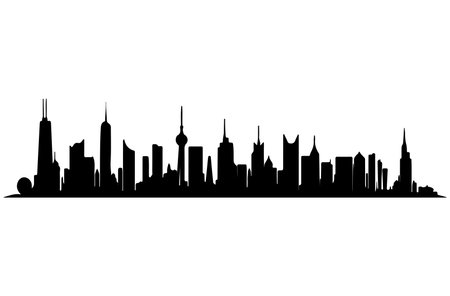 Silhouette of a modern city on a white background. Vector illustrationのイラスト素材