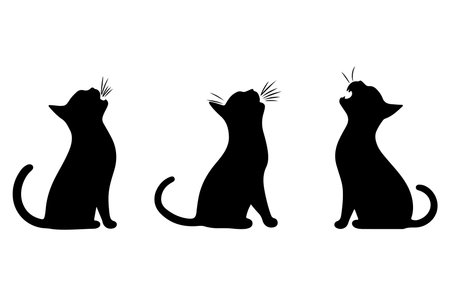 Set of silhouettes of cats on a white background. Vector illustrationのイラスト素材