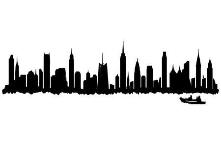new york city skyline isolated on white background vector illustration graphic designのイラスト素材