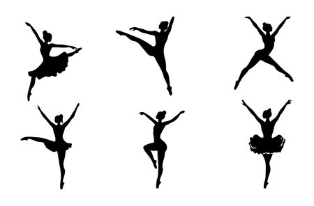 Ballet dancer silhouettes. Vector illustration of ballerina.のイラスト素材