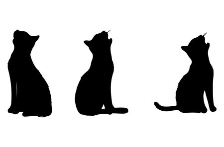 Silhouettes of cats on a white background. Vector illustration.のイラスト素材