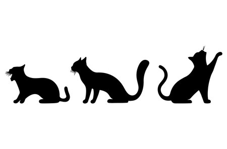 Set of silhouettes of cats on a white background. Vector illustrationのイラスト素材