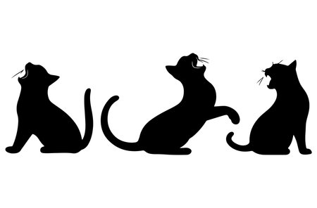 Cats silhouettes isolated on a white background. Vector illustration.のイラスト素材