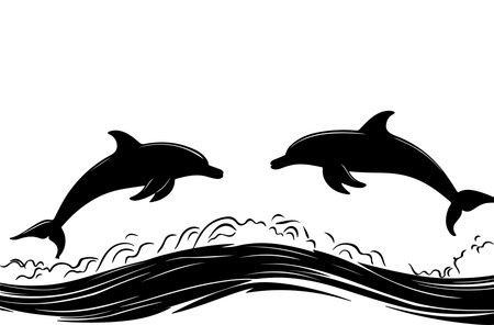 Dolphins.Vector illustration ready for vinyl cutting. (series)のイラスト素材