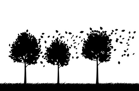 Tree silhouettes on white background. Vector illustration for your design.のイラスト素材