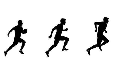 Vector silhouette of a man who plays basketball on a white background.のイラスト素材