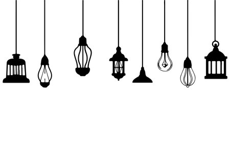 Illustration of hanging lanterns on white background, vector illustration.のイラスト素材