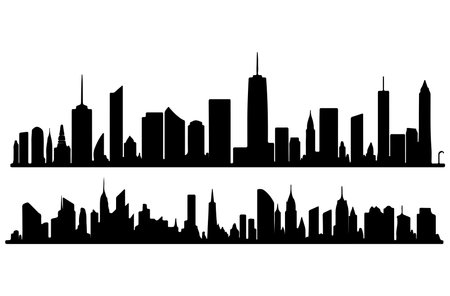 Silhouette of the city of Chicago, USA. Vector illustrationのイラスト素材