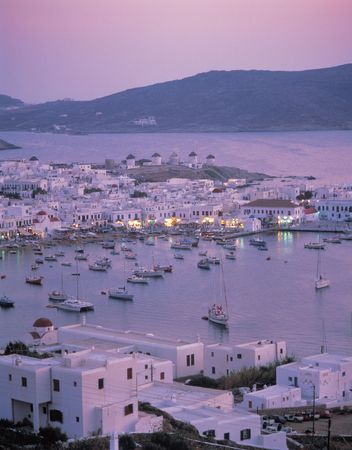 Port with White Buildingsの写真素材