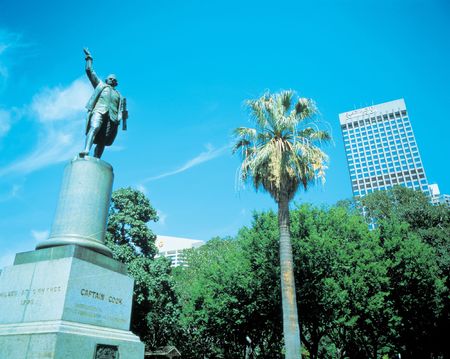 Statue with Palm Treeの写真素材
