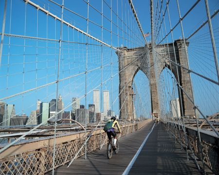 Bridge with Cyclistの写真素材