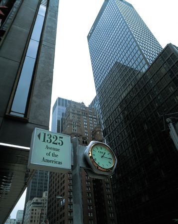 Clock with Buildingsの写真素材