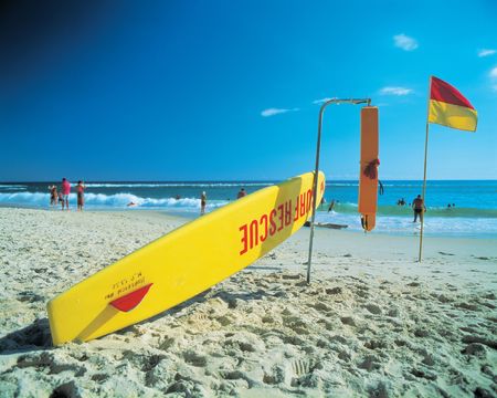 Rescue Board at Beachの写真素材