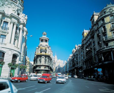 European Buildings with Carsの写真素材