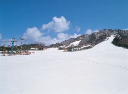 Snows by mountainの写真素材