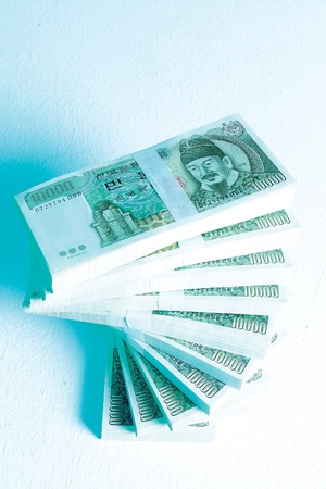 A spiral stack of Korean Won Currency