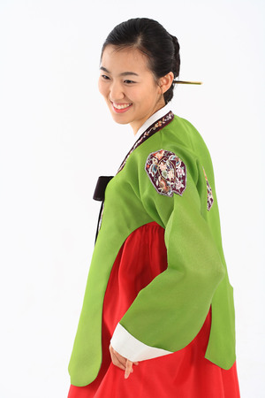 Woman in Korean Dressの写真素材