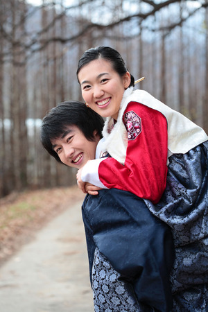 Couple in Korean Dress IIの写真素材