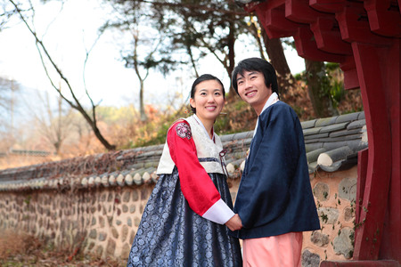 Couple in Korean Dress IIの写真素材