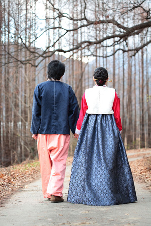 Couple in Korean Dress IIの写真素材
