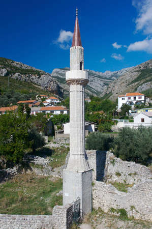 Arabic minaret in old city of Bar, Montenegroの写真素材