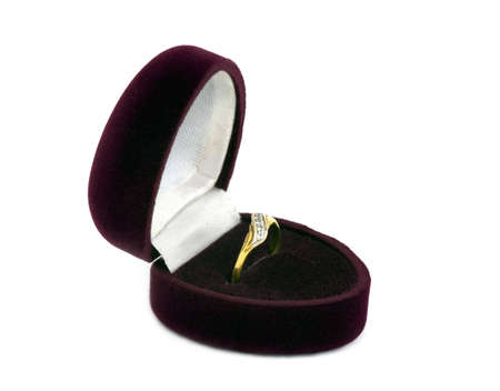 Golden female ring in the velvet case.の写真素材