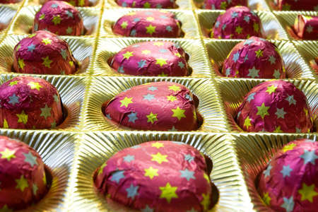 Box with chocolate candies, a valentine's day gift.の写真素材