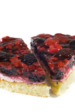 Closeup of two slices of delicious fruit pie with berries.の写真素材