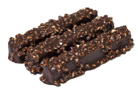 Three chocolate waffles isolated on white backgroundの写真素材