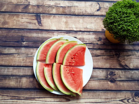 watermelon on a wooden table