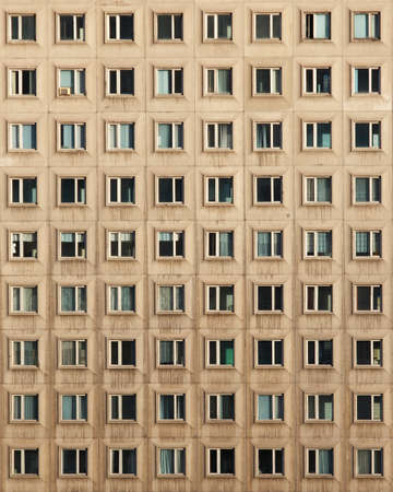 building front wall with many windows background