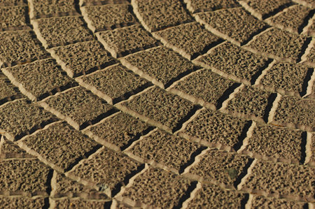 radial bricks structure close upの写真素材