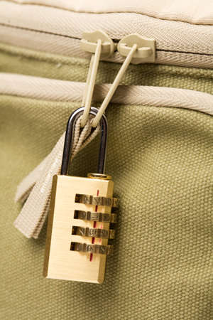 coding lock on zip of bagの写真素材