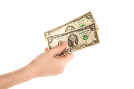 woman hand give small amount of money