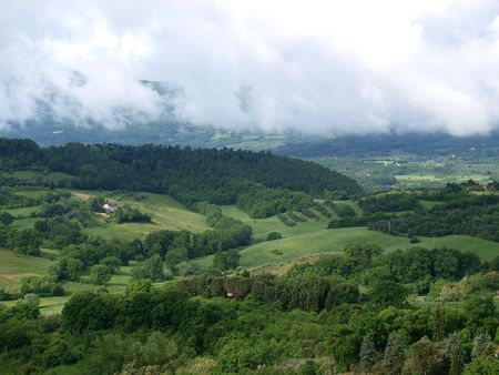 cloudy landscape of Tuscanyの写真素材