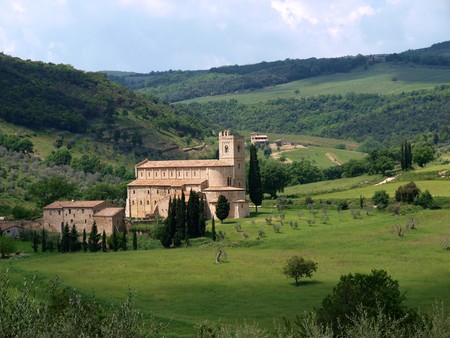 Sant Antimo Abbey near Montalcino in Tuscany, Italy