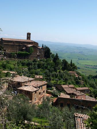 Medieval Town In Montalcino Area, Tuscany, Italyの写真素材
