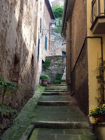 Montepulciano - the narrow streets of the historic city centerの写真素材